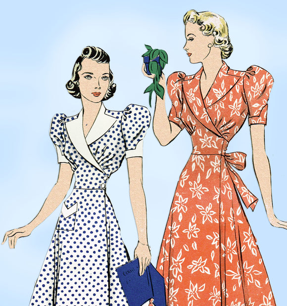 Hollywood 1902: 1940s Misses WWII Dress or Housecoat 32B Vintage Sewing Pattern - Vintage4me2