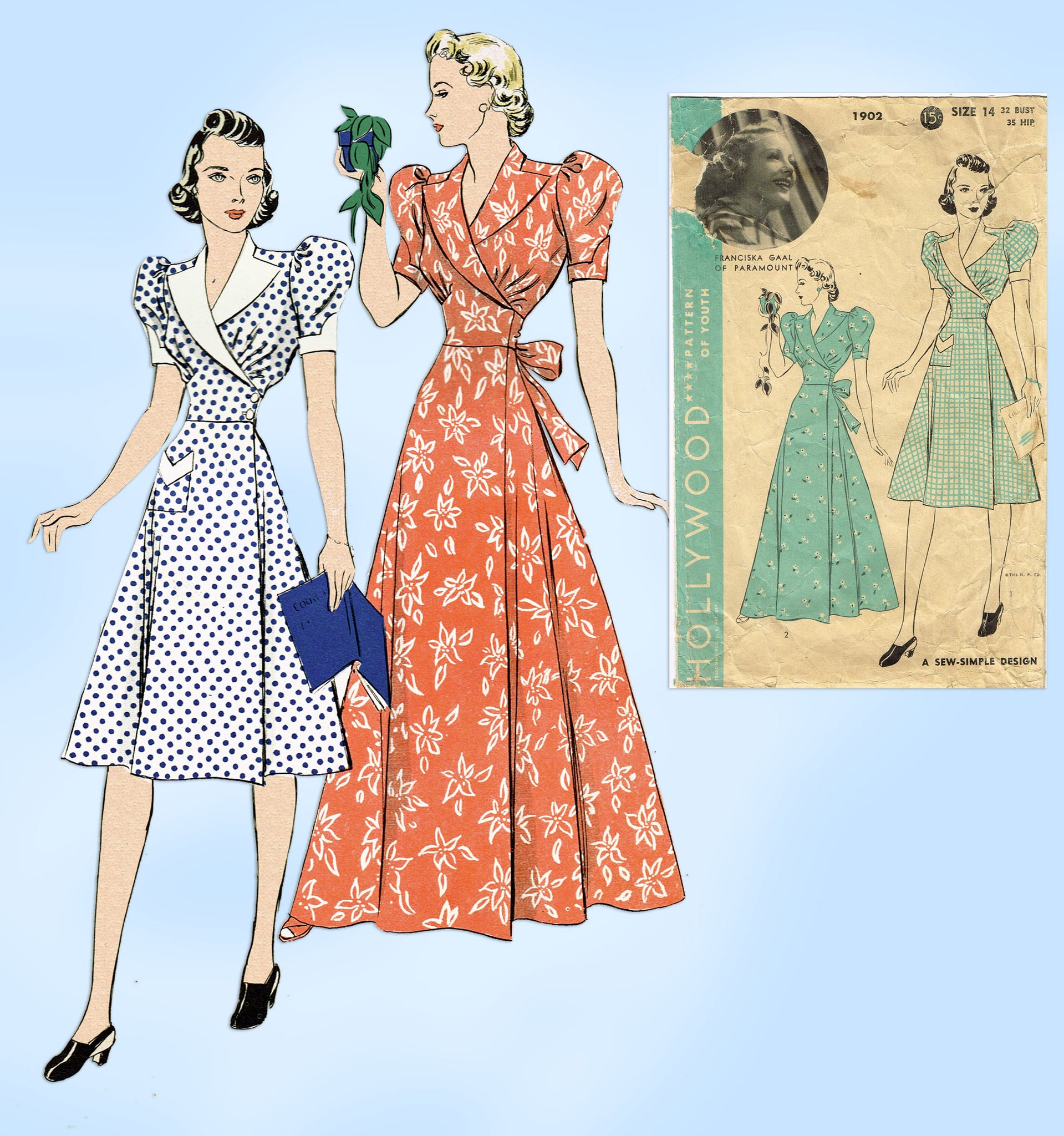 Hollywood 1902: 1940s Misses WWII Housecoat 32B Vintage Sewing Pattern ...