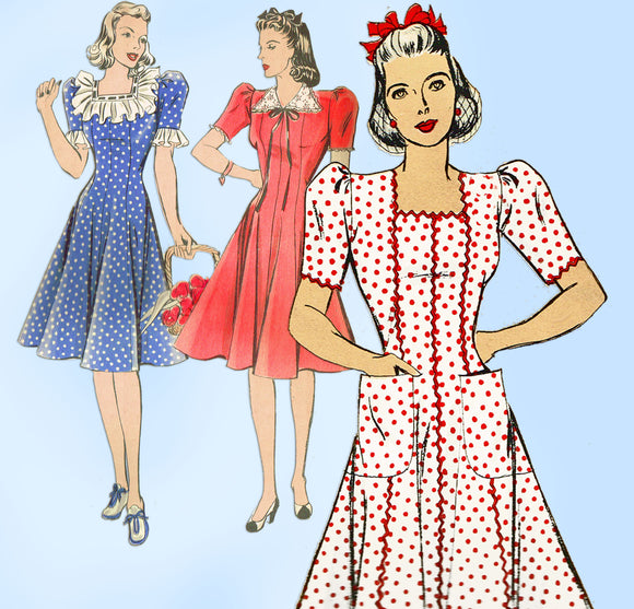 Hollywood 1997: 1940s Misses WWII Princess Dress Sz 30 B Vintage Sewing Pattern - Vintage4me2 