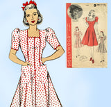 Hollywood 1997: 1940s Misses WWII Princess Dress Sz 30 B Vintage Sewing Pattern - Vintage4me2 