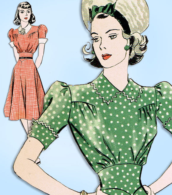 1940s Vintage Hollywood Startlet Sewing Pattern 422 Uncut Misses Dress Size 34 B