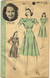 1940s Vintage Hollywood Startlet Sewing Pattern 422 Uncut Misses Dress Size 34 B
