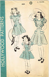 1940s Vintage Hollywood Sewing Pattern 462 Uncut Girls WWII Party Dress Size 6 - Vintage4me2