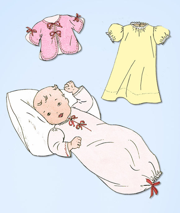 1940s Vintage Hollywood Sewing Pattern 560 Sweet WWII Baby Infant Layette Set
