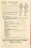 1940s Original Vintage Hollywood Pattern 600 Girls Princess Coat & Hat Size 10