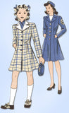 1940s Original Vintage Hollywood Pattern 600 Girls Princess Coat & Hat Size 10