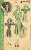 1940s Vintage Hollywood Starlet Sewing Pattern 616 Misses Shirtwaist Dress Sz 12 - Vintage4me2