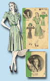 1940s Vintage Hollywood Starlet Sewing Pattern 616 Misses Shirtwaist Dress Sz 12 - Vintage4me2