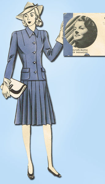 1940s Vintage Hollywood Starlet Sewing Pattern 632 Misses WWII Suit Size 14 32B - Vintage4me2
