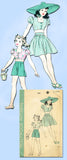 1940s Vintage Hollywood Sewing Pattern 683 Uncut WWII Girls 2 PC Play Suit Sz 8 - Vintage4me2