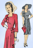 1940s Original Vintage Hollywood Pattern 945 Misses WWII Afternoon Dress Sz 34 B