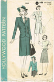 1940s Original Vintage Hollywood Pattern 949 Misses WWII 2 Piece Suit Size 32 B