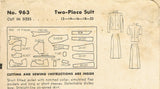 Hollywood 963: 1940s Uncut Misses WWII Suit Size 34 Bust Vintage Sewing Pattern