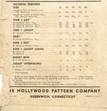 Hollywood 963: 1940s Uncut Misses WWII Suit Size 34 Bust Vintage Sewing Pattern