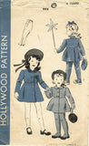 1940s Original Vintage Hollywood Pattern 995 Toddler Girls Coat & Leggings Sz 6