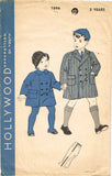 1940s Vintage Hollywood Sewing Pattern 1896 WWII Toddler Boys Winter Coat Sz 2 - Vintage4me2