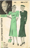 1930s Original Vintage Hollywood Starlet Pattern 1196 Bette Davis Princess Dress
