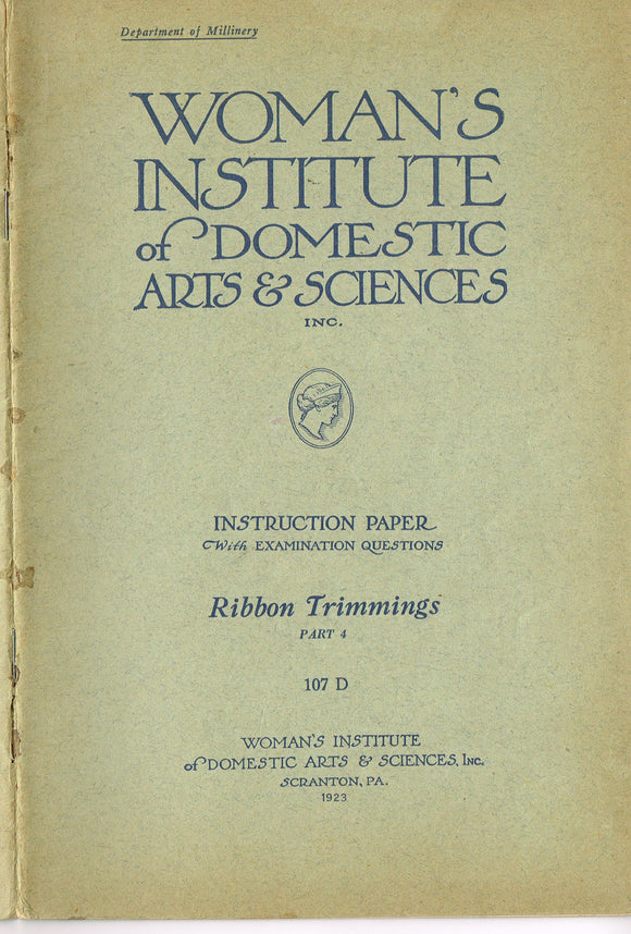 1920s Mary Brooks Picken Woman's Institute Book 107D Ribbon Trimmings Part 4
