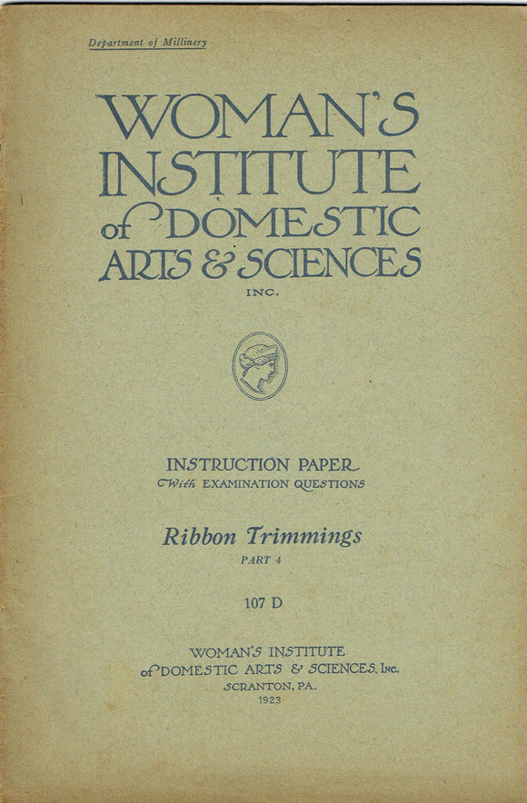  1920s Mary Brooks Picken Woman's Institute Book 107D Ribbon Trimmings Part 4