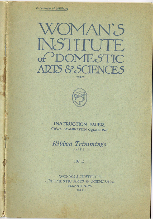 1920s Mary Brooks Picken Woman's Institute Book 107E Ribbon Trimmings Part 5