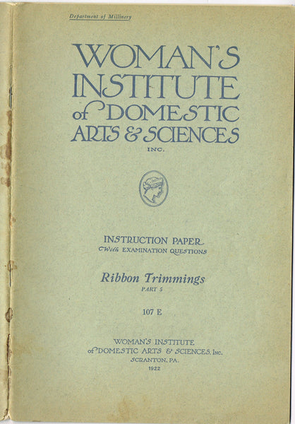 1920s Mary Brooks Picken Woman's Institute Book 107E Ribbon Trimmings Part 5