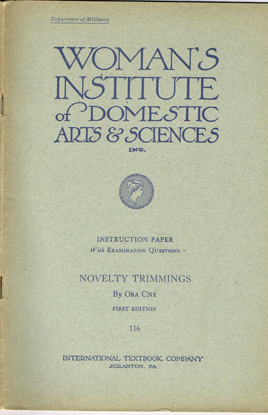 1910s Mary Brooks Picken Woman's Institute Millinery Book 116 Novelty Trimmings