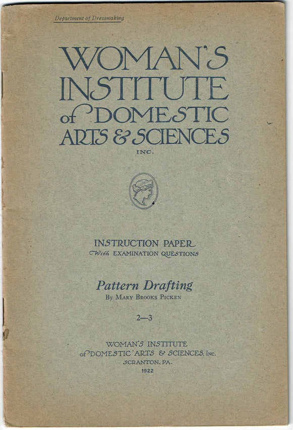 1920s Brooks Picken Woman's Institute Sewing Book 2-3 Pattern Drafting 1922 ed