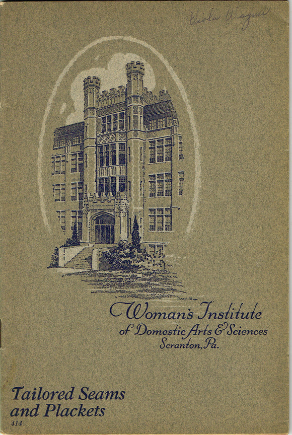 1920s Brooks Picken Woman's Institute Sewing Book 414 Tailored Seams Plackets