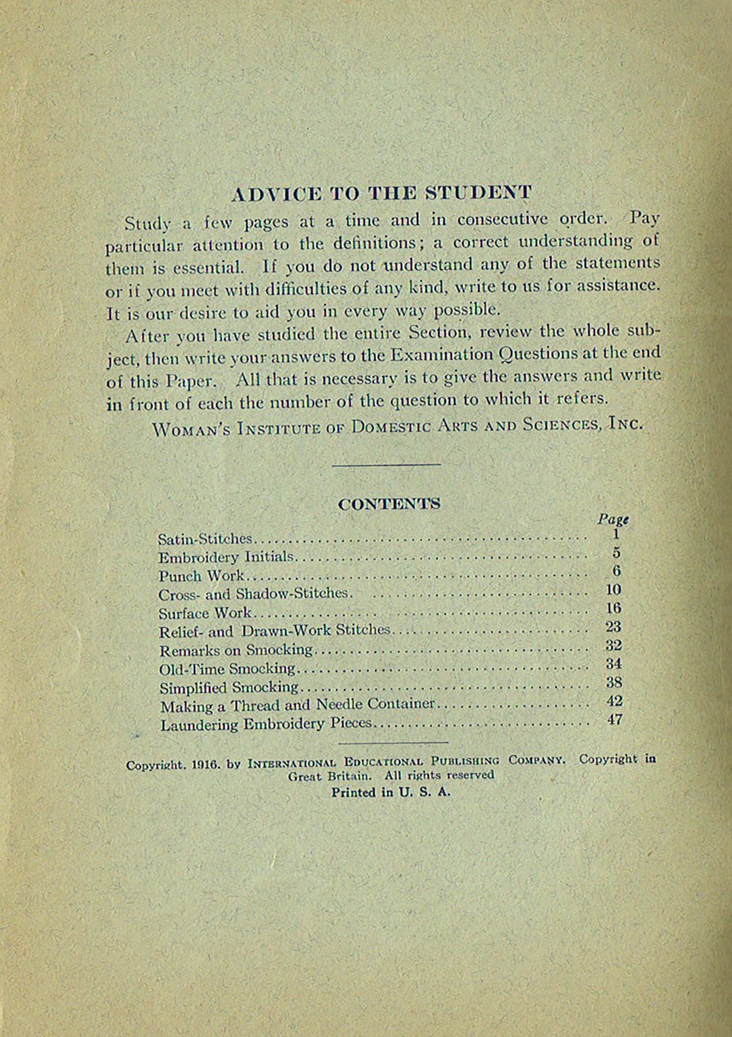 1920s Brooks Picken Woman's Institute Sewing Book 7B Embroidery Stitch –  Vintage4me2