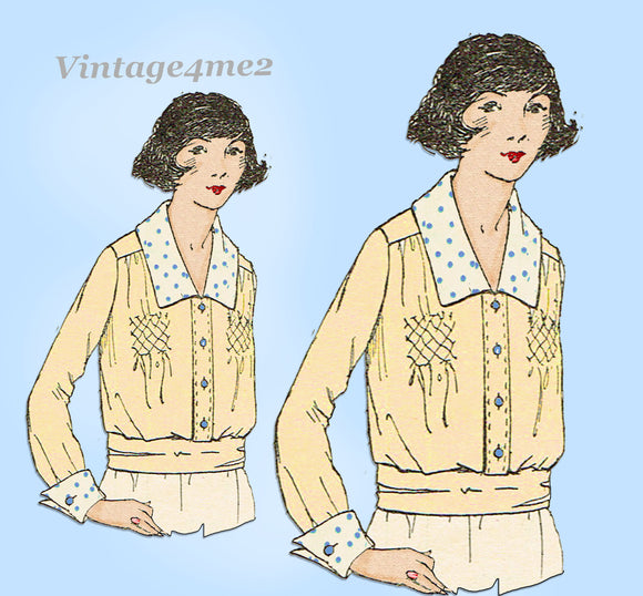 Ladies Home Journal 2728: 1920s Uncut Misses Blouse 32 B Vintage Sewing Pattern
