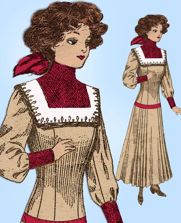 Ladies Home Journal 4828: 1910s Edwardian Dress Sz 34 B Vintage Sewing Pattern - Vintage4me2