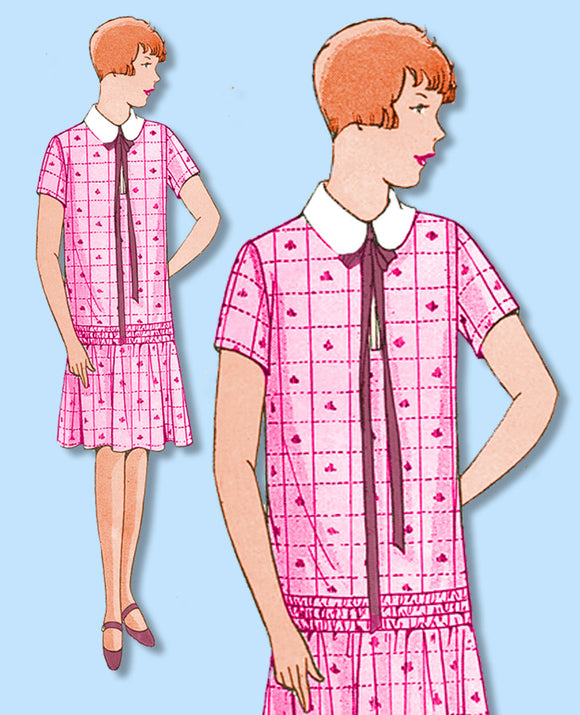1920s VTG Ladies Home Journal Sewing Pattern 5091 FF Girls Flapper Dress Size 10