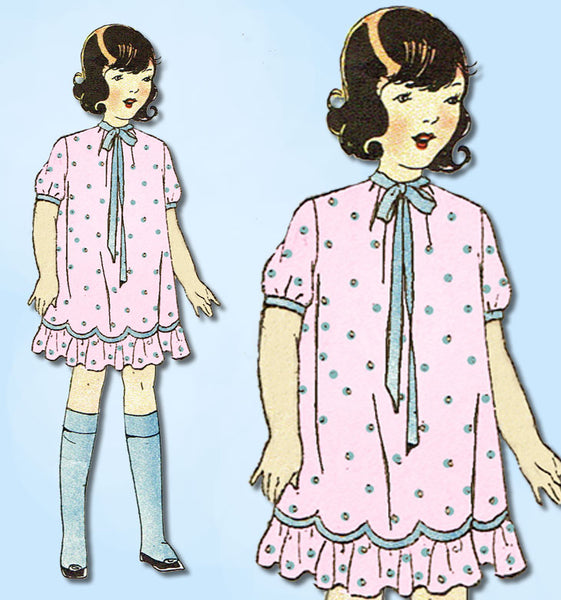 1920s Vintage Ladies Home Journal Pattern 5116 Uncut Girls Flapper Dress Size 8