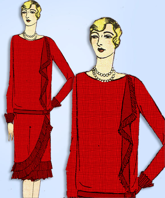 1920s Vintage Ladies Home Journal Pattern 5572 Uncut Misses Flapper Dress Sz 34B