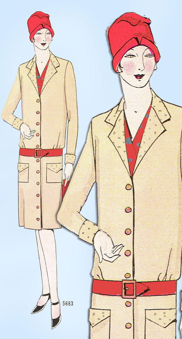 1920s VTG Ladies Home Journal Sewing Pattern 5683 Uncut Misses Flapper Dress 36B -Vintage4me2