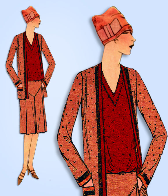 1920s Ladies Home Journal Sewing Pattern 6133 Plus Size Flapper 3 Pc Suit Sz 40B - Vintage4me2