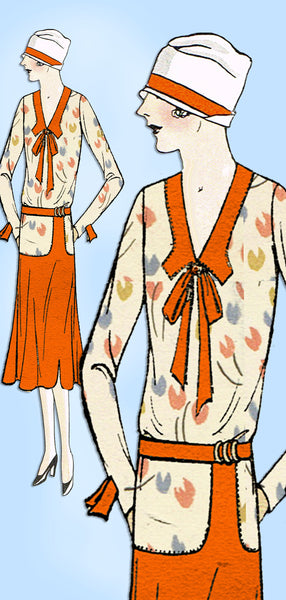 1930s VTG Ladies Home Journal Sewing Pattern 6335 Uncut Misses Flapper Dress 38B - Vintage4me2