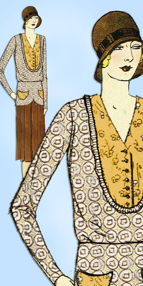 1930s Ladies Home Journal Sewing Pattern 6386 Uncut Misses Flapper Dress Sz 38 B - Vintage4me2