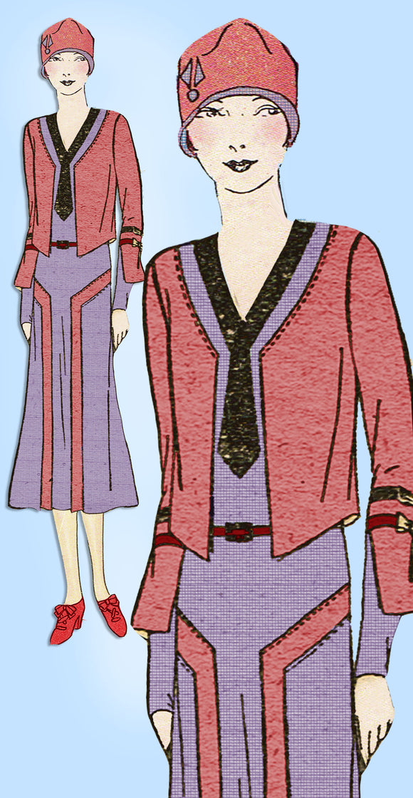 1930s VTG Ladies Home Journal Sewing Pattern 6399 Uncut Dress & Bolero Size 38 B - Vintage4me2