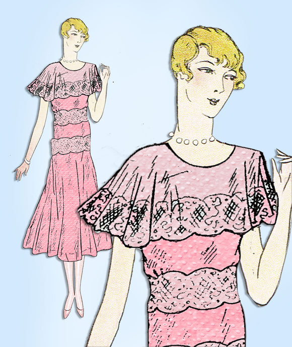 1920s VTG Ladies Home Journal Sewing Pattern 6446 Uncut Misses Dinner Dress 38 B