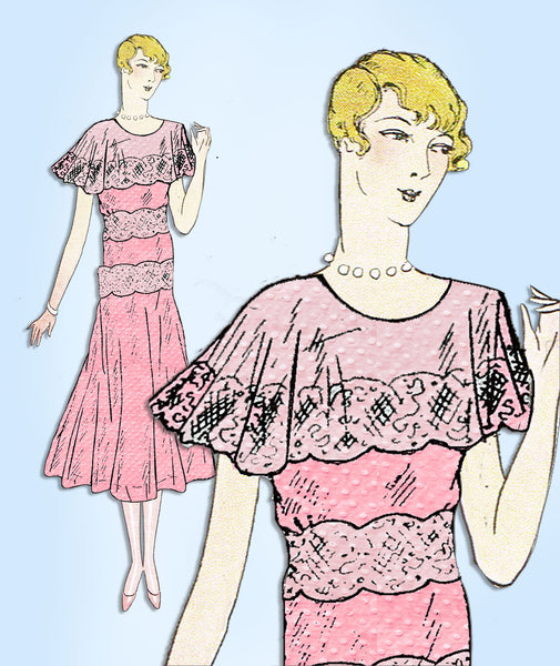 1920s VTG Ladies Home Journal Sewing Pattern 6446 Uncut Misses Dinner Dress 38 B