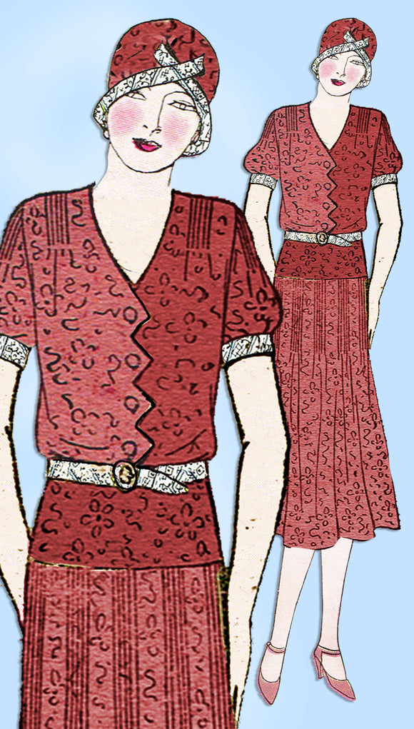 1930s Ladies Home Journal Sewing Pattern 6458 Misses Pin Tucked Dress Sz 38 Bust - Vintage4me2