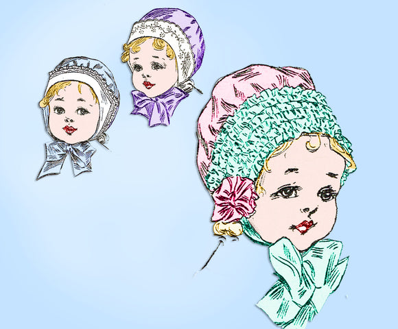 1910s Rare Antique Ladies Home Journal Sewing Pattern 6230 Baby Bonnet Size 2 - Vintage4me2