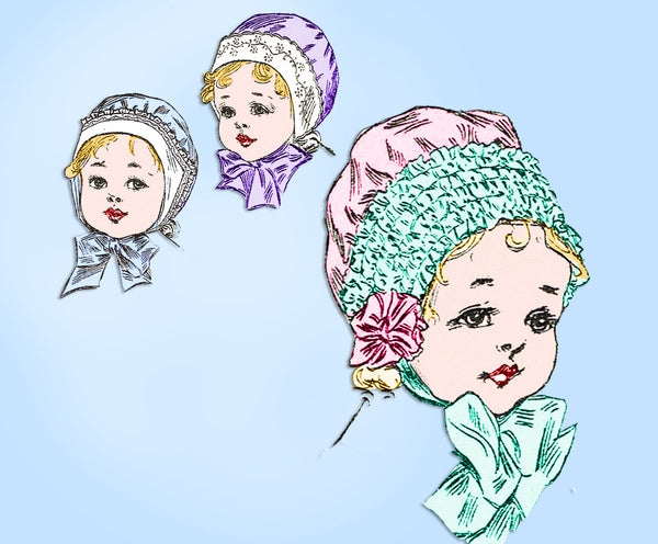 1910s Rare Antique Ladies Home Journal Sewing Pattern 6230 Baby Bonnet Size 2 - Vintage4me2
