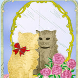 1930s Vintage Laura Wheeler Embroidery Transfer 1722 Kitty in the Mirror Scene