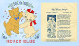 1940s Vintage Laura Wheeler Embroidery Transfer 361 Uncut Kitten Romance Motifs