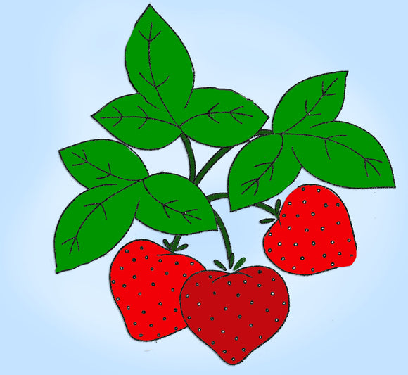 1940s Vintage Laura Wheeler Embroidery Transfer 508 Uncut Applique Strawberries