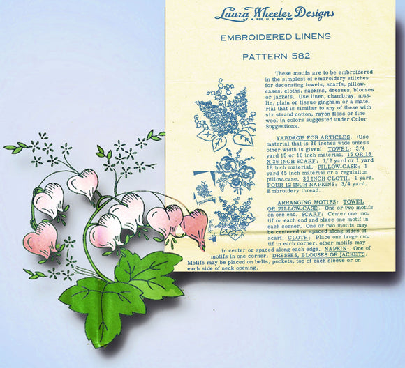 1940s Vintage Laura Wheeler Embroidery Transfer 582 Uncut Lilac Pillowcases