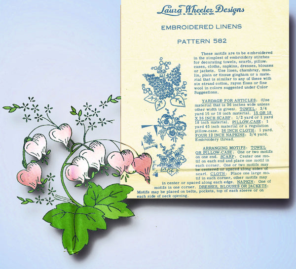 1940s Vintage Laura Wheeler Embroidery Transfer 582 Uncut Lilac Pillowcases