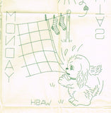 1940s Vintage Laura Wheeler Embroidery Transfer 688 Uncut DOW Puppy Tea Towels